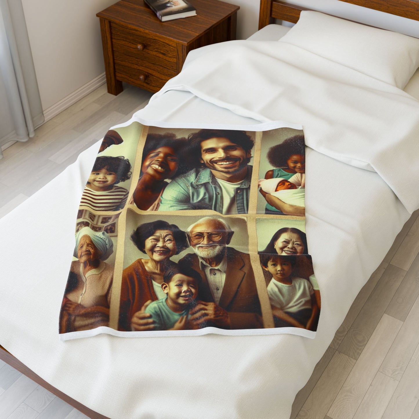 Family Moments Velveteen Blanket, Cozy Throw for Home, Personalized Gift for Holidays, Family Photos, Warm Decor, Family Reunion