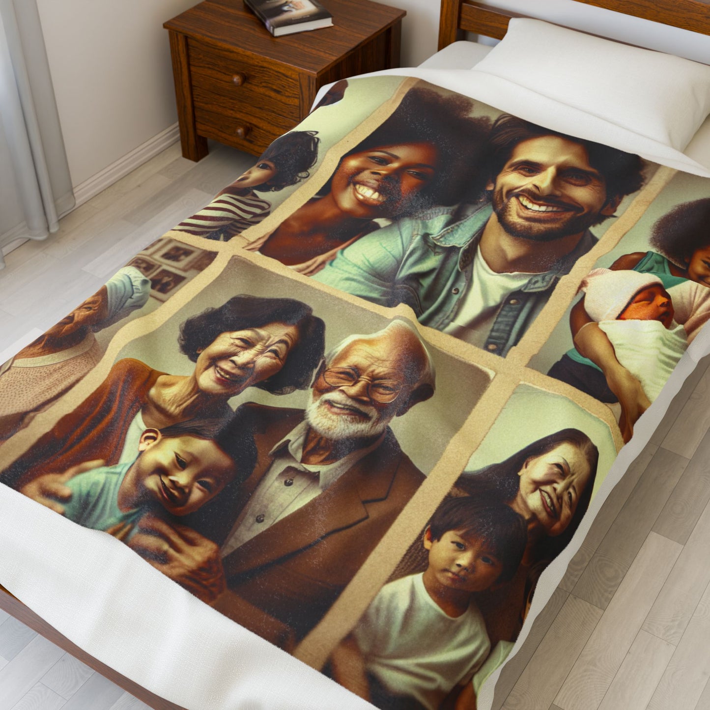 Family Moments Velveteen Blanket, Cozy Throw for Home, Personalized Gift for Holidays, Family Photos, Warm Decor, Family Reunion