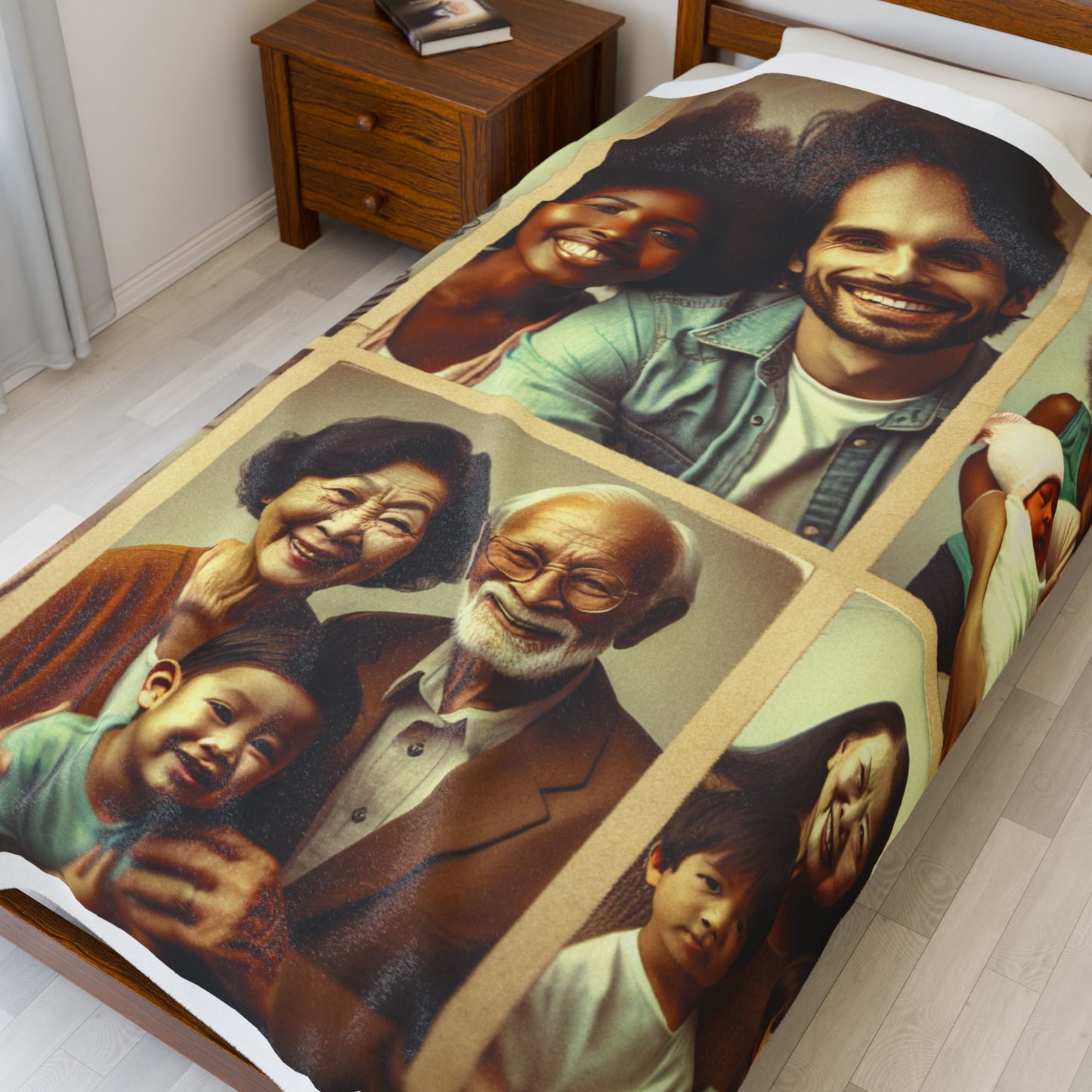 Family Moments Velveteen Blanket, Cozy Throw for Home, Personalized Gift for Holidays, Family Photos, Warm Decor, Family Reunion